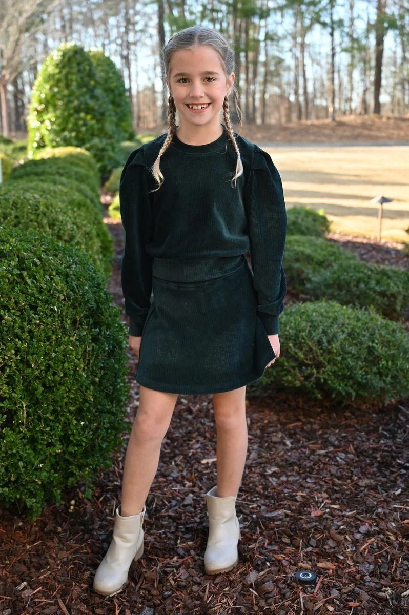 Libba Skirt - Dark Green Velour