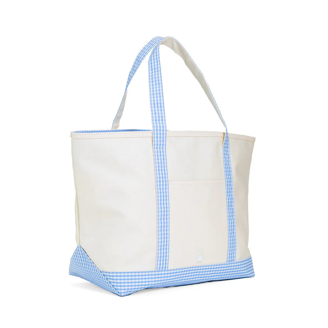 Maxi Tote-Coated Canvas Natural With Sky Trim
