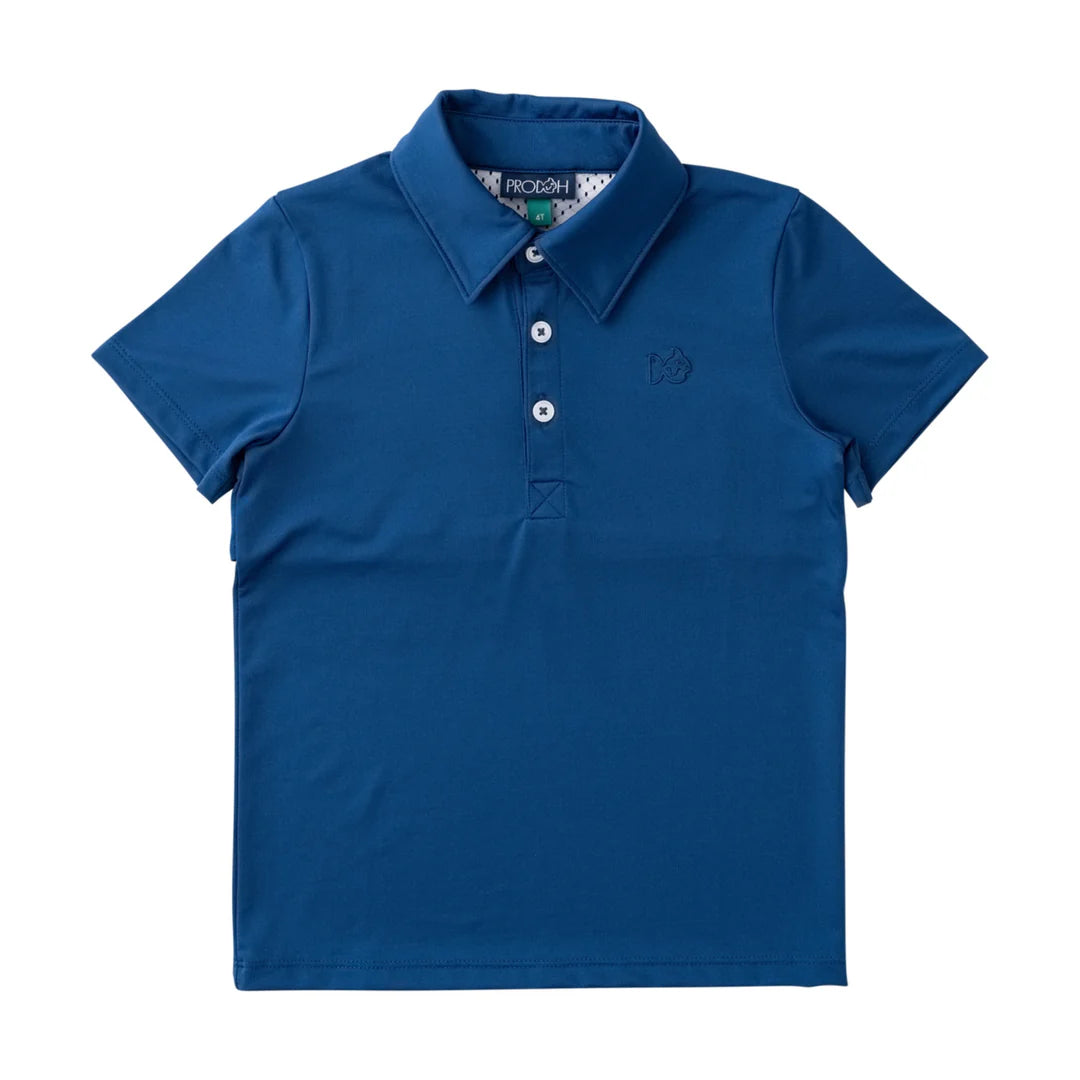 Boys Short Sleeve Pro Performance Polo- Navy Peony