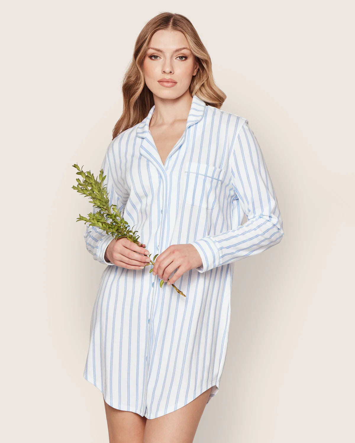 Luxe Pima Periwinkle Stripe Nightshirt