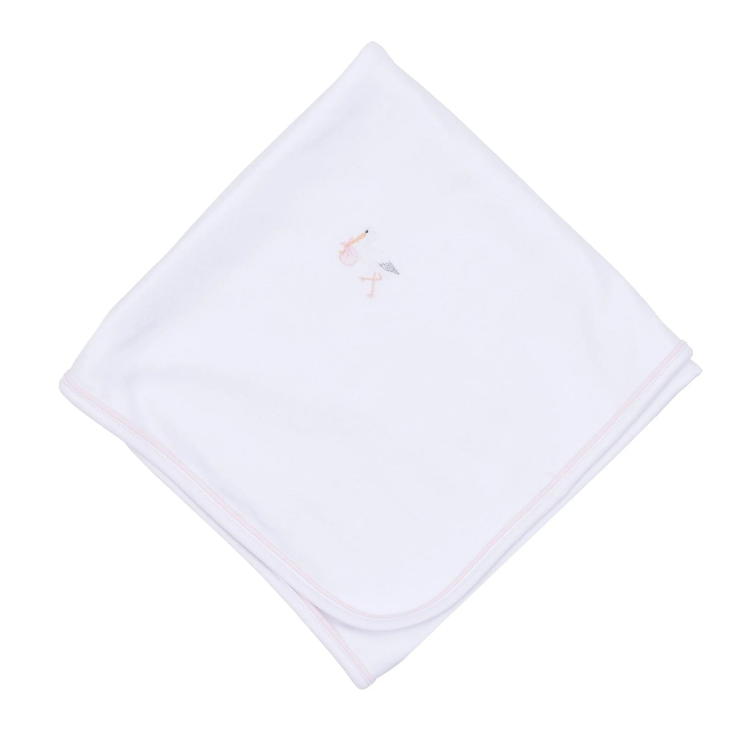 Vintage Stork Receiving Blanket - Pink
