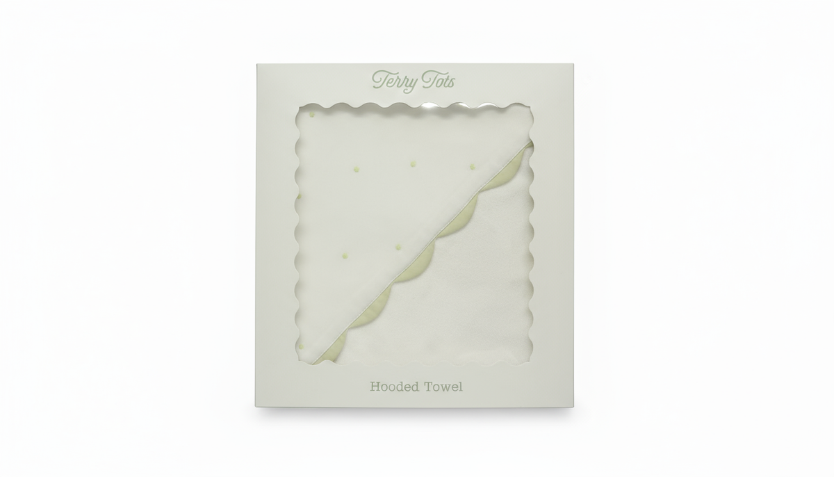 Hooded Towel - Sage Dots