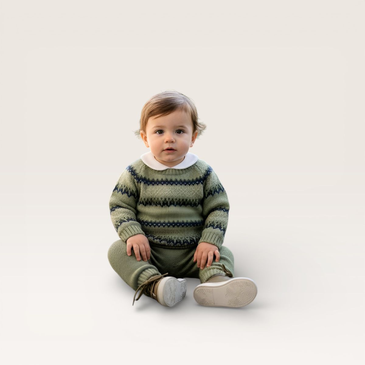 Knit Jogger Set Fair Isle Sage and Navy