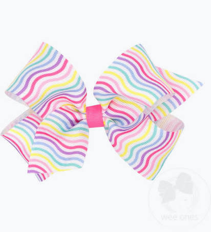 Medium Grosgrain Hair Bow Rainbow