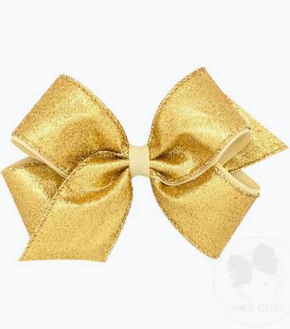 Medium Girls Glitter Bow - Gold