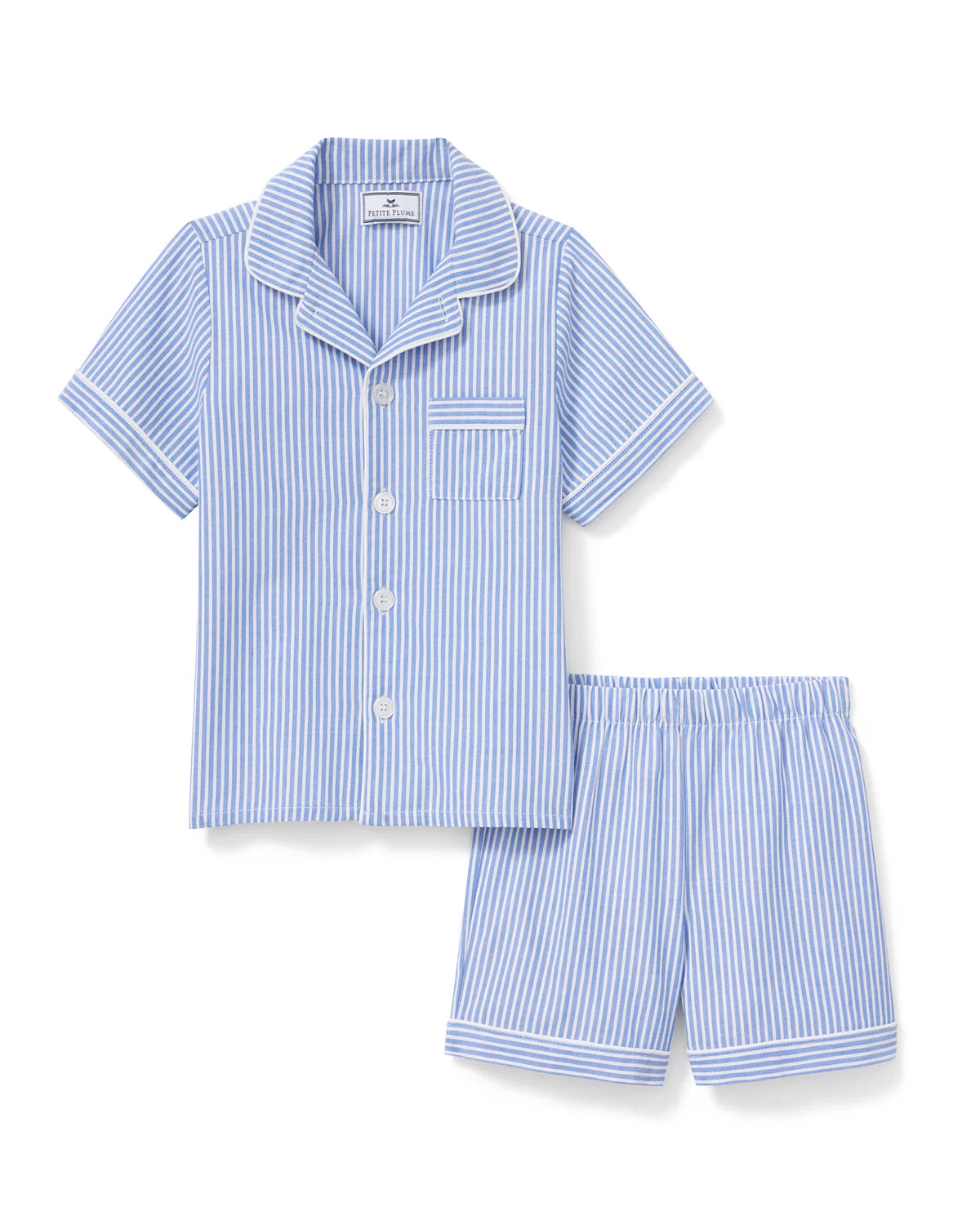 French Blue Stripe Pajama Short Set