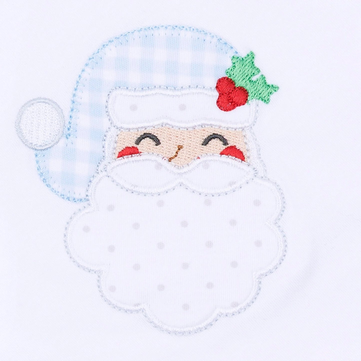 Sweet St. Nick Applique Baby's First Christmas Footie- Light Blue