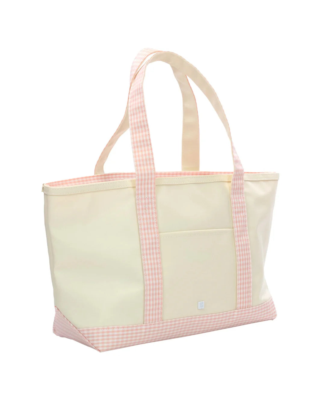 Medium Tote - Coated Canvas Natural with Gingham Taffy Trim
