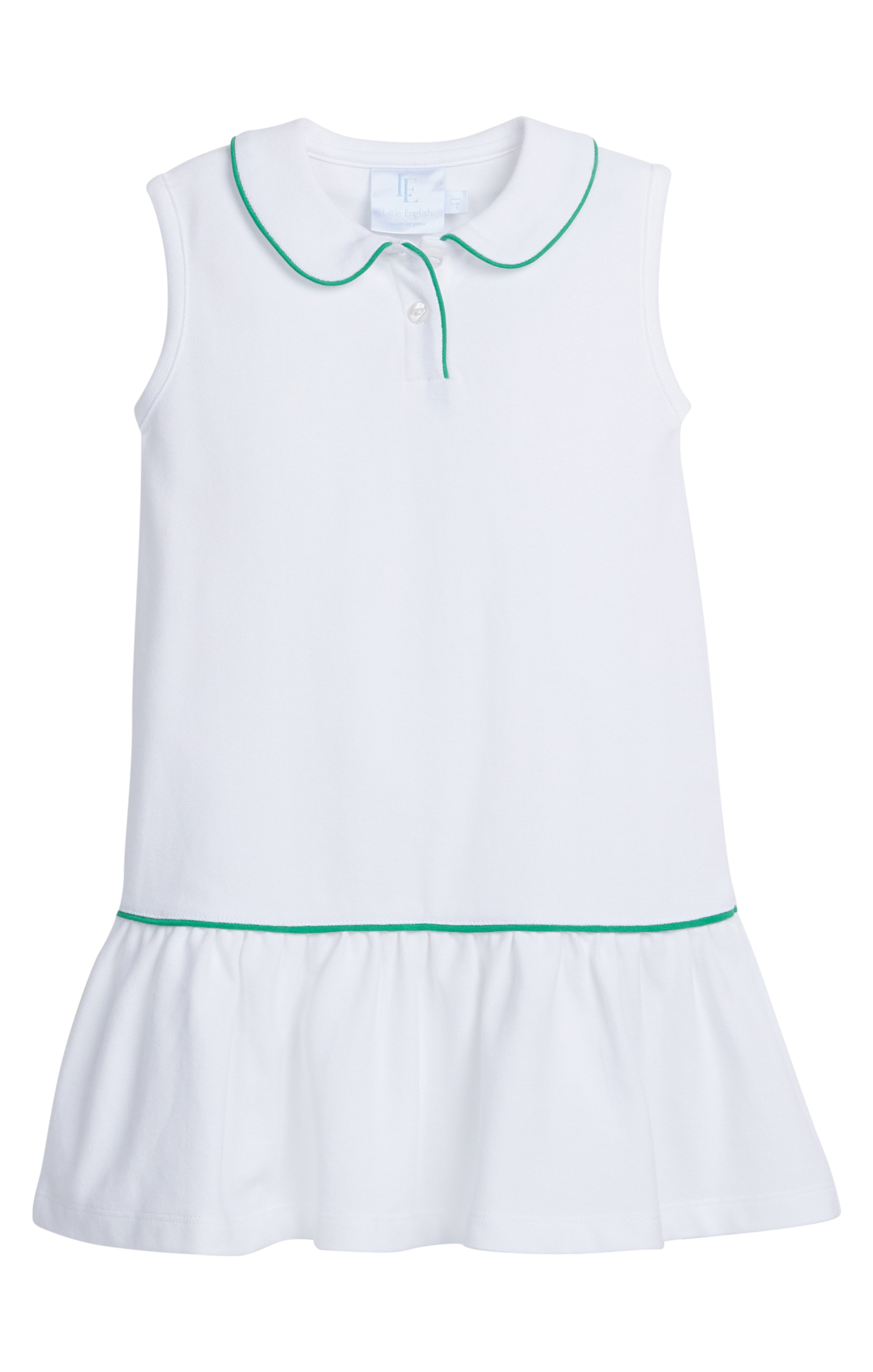Sleeveless Polo Dress - White with Green