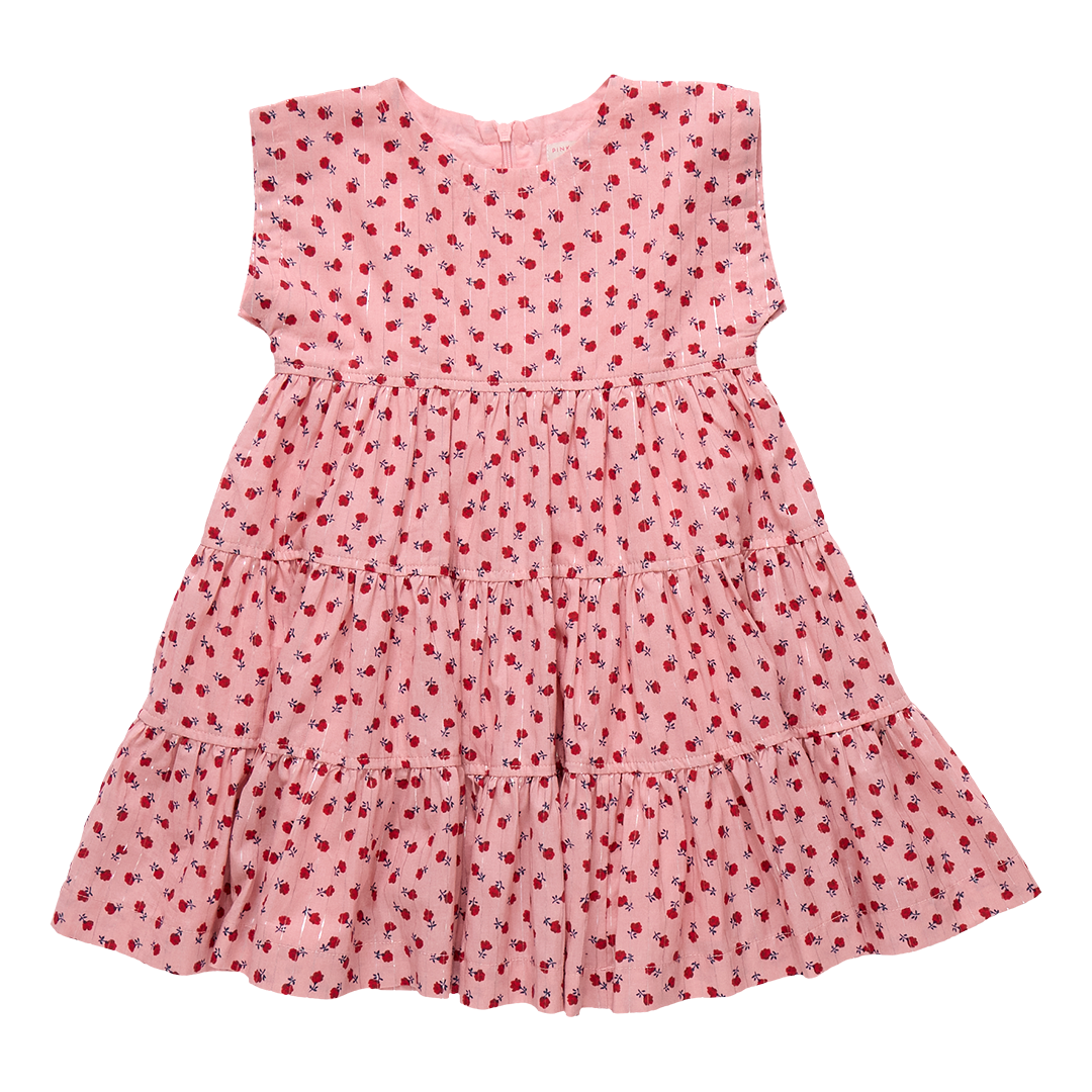Peachy Dress - Pink Tiny Roses