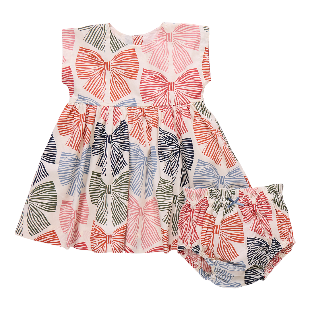 Baby Adaline Dress Set - Multi Striped Bows
