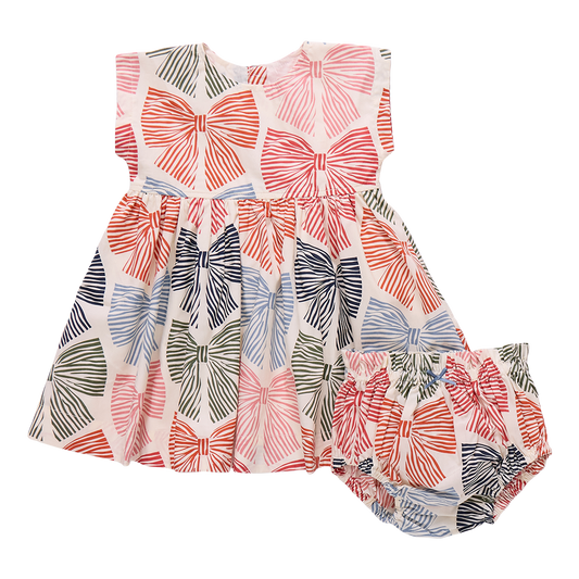 Baby Adaline Dress Set - Multi Striped Bows