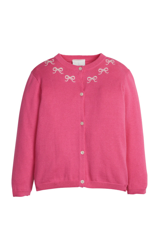 Embroidered Essential Cardigan - Pink Bows