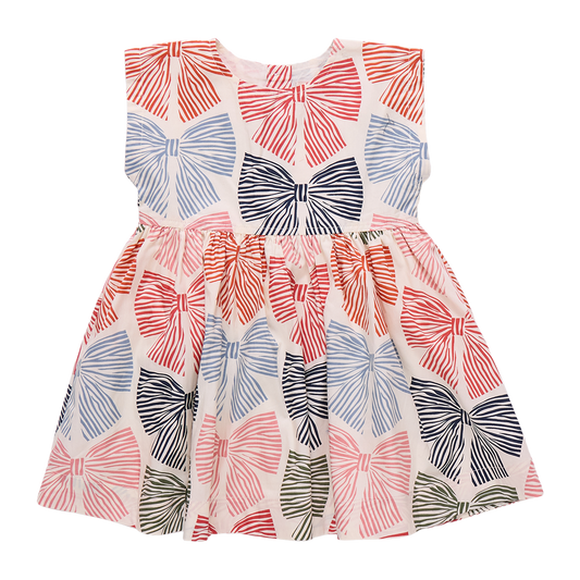 Adaline Dress - Multi Striped Bows
