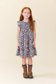 Stevie Dress- True Blue Sketched Floral