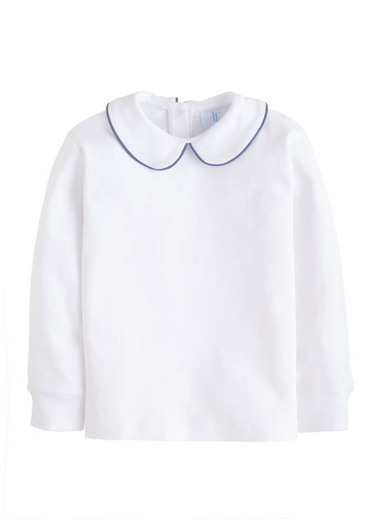 Piped Peter Pan Shirt - Gray Blue