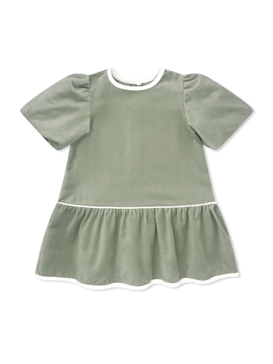 Harper Dress - Leyland Green Velvet