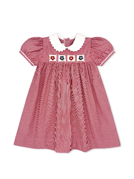 Ruth Ribbon Dress - Red Minigingham