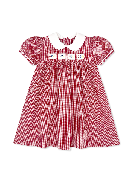 Ruth Ribbon Dress - Red Minigingham