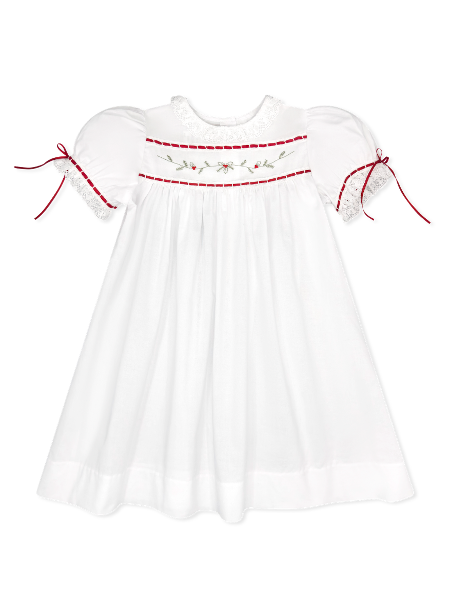 Tiny Town Dress - Embroidered Holly