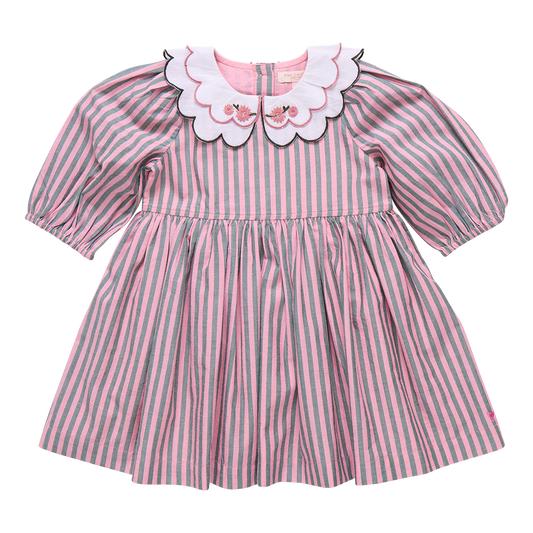 Darcy Dress - Pink Green Stripe