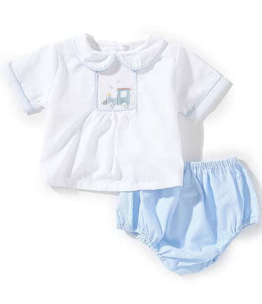 Train Button Diaper Set