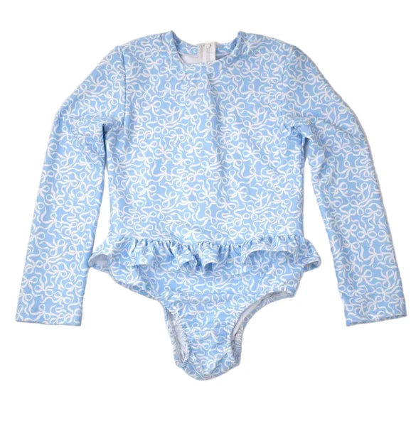 Rash Guard Swim, Blue Bows