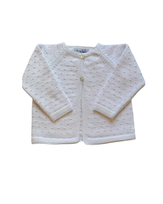 Dot Cardigan- White with Light Pink