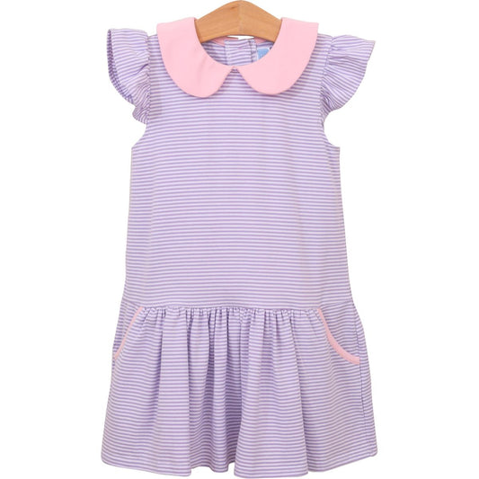 Genevieve Dress - Lavender Stripe/Light Pink