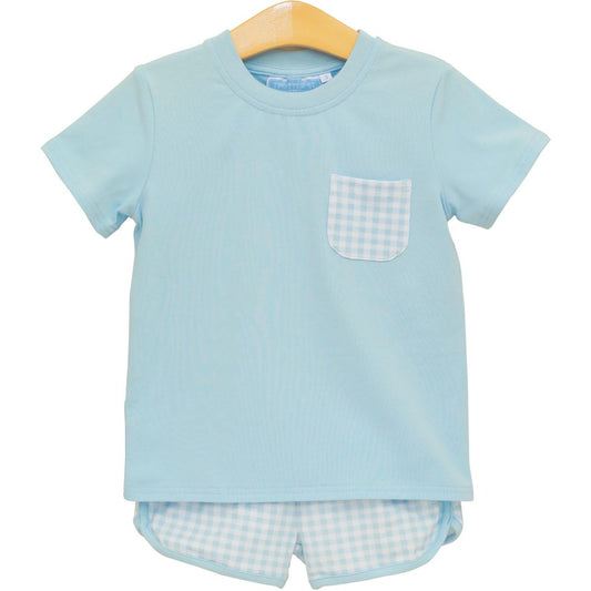 Madden Short Set - Light Blue Gingham
