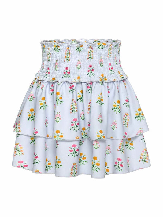 Scottie Skirt, Blue Floral Block Print
