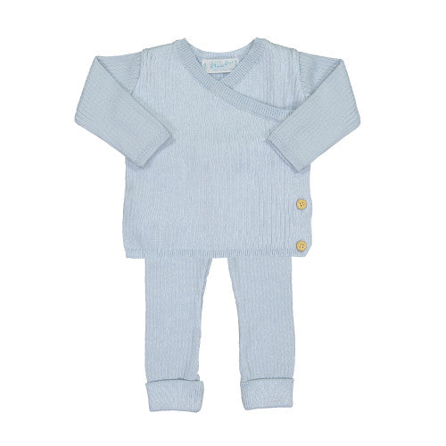 Baby Boys Ribbed Knit Wrap Set: Powder Blue