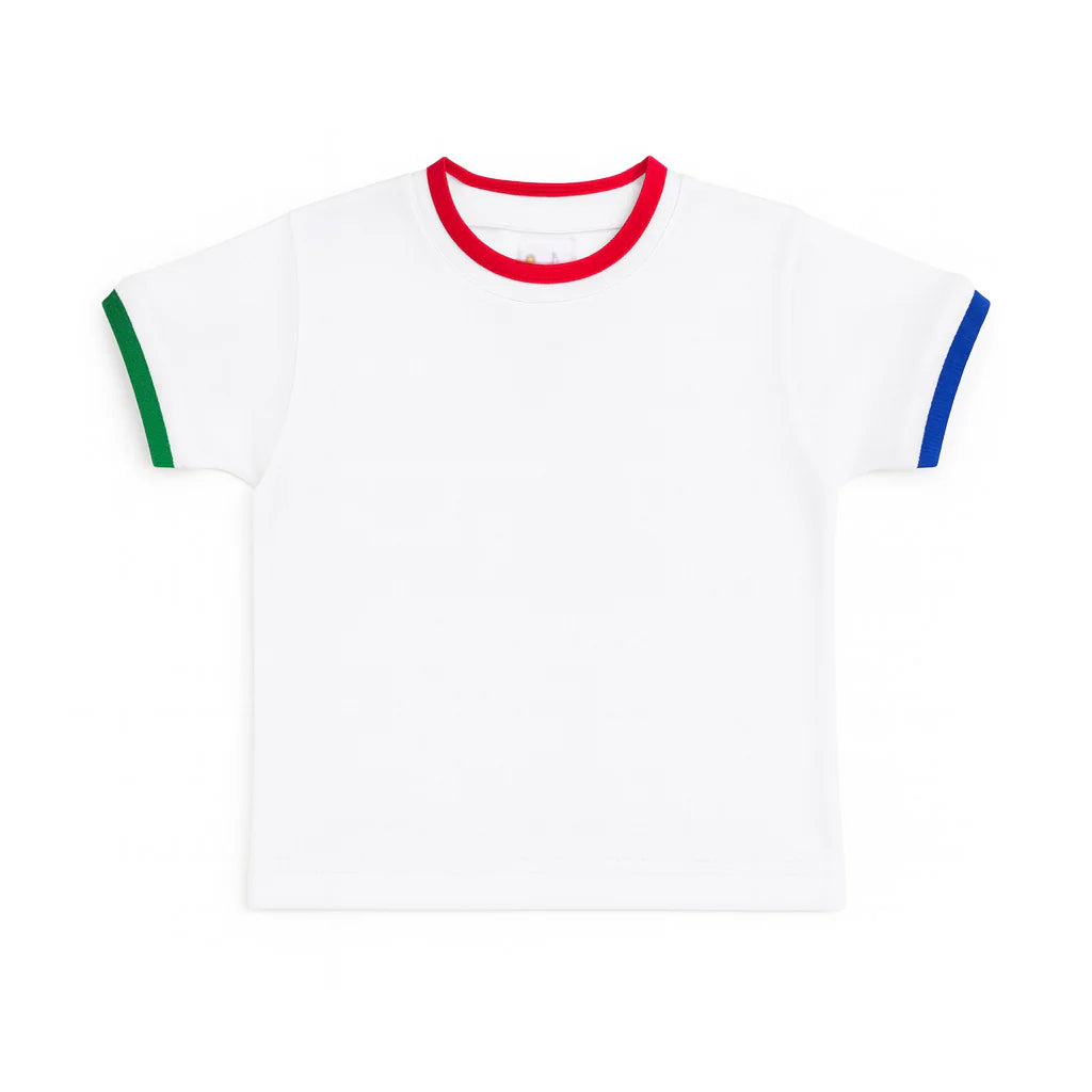 White T-Shirt With Multi Tipping
