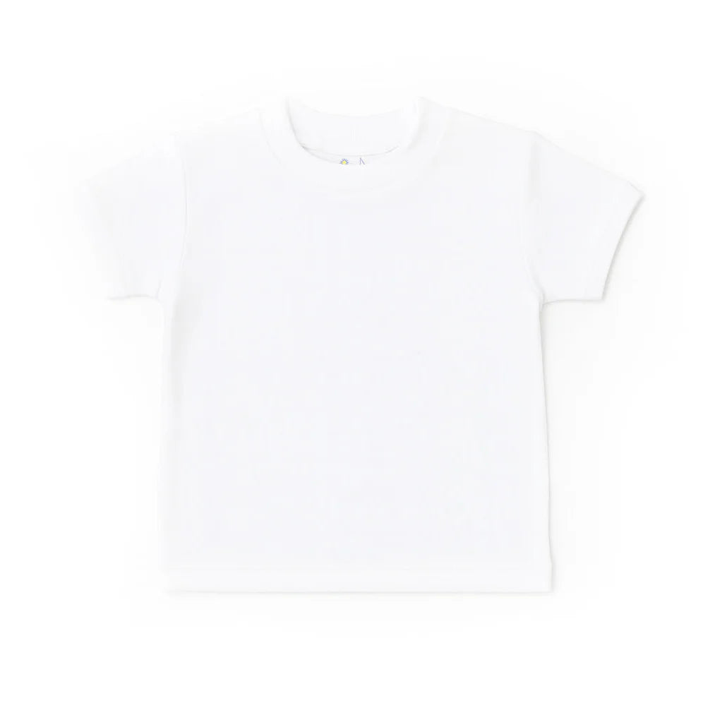 White Short Sleeve T-Shirt With Rib Trim