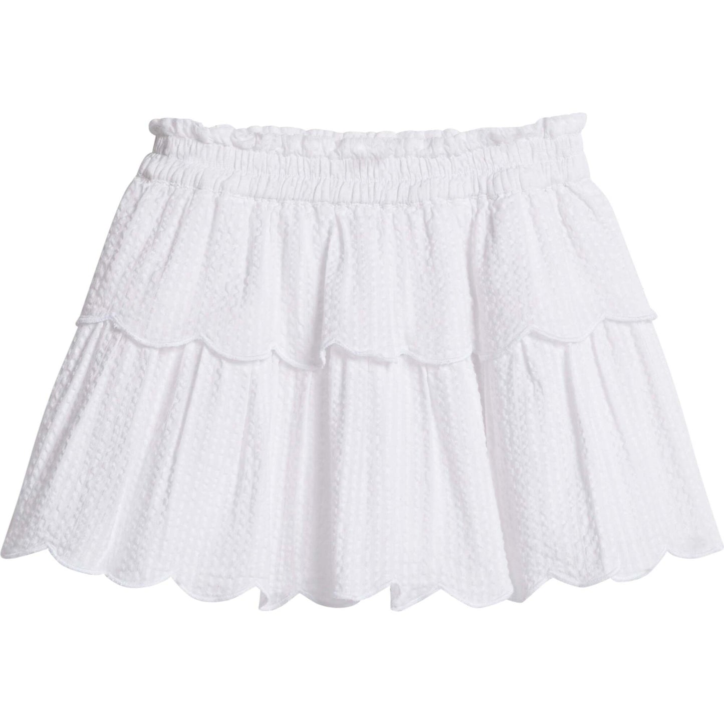 Tiered Skort - White Seersucker