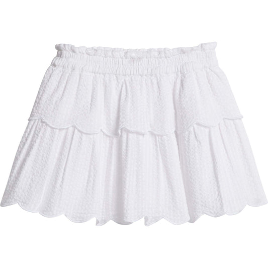 Tiered Skort - White Seersucker