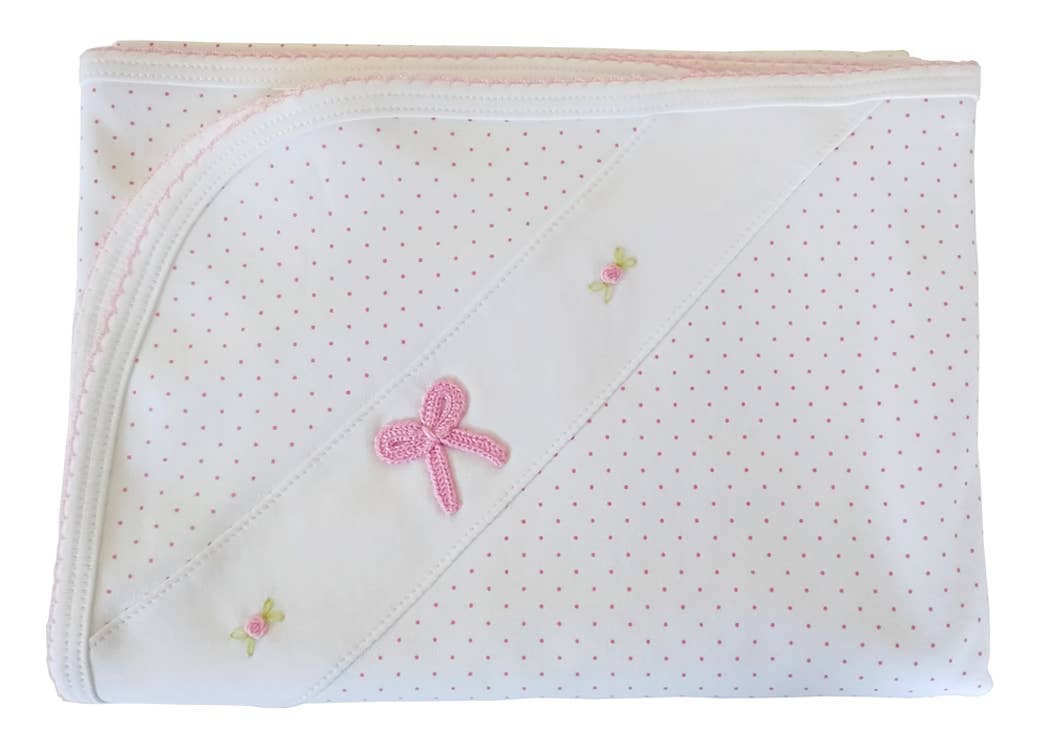 Pink dots baby girl Bow crochet blanket