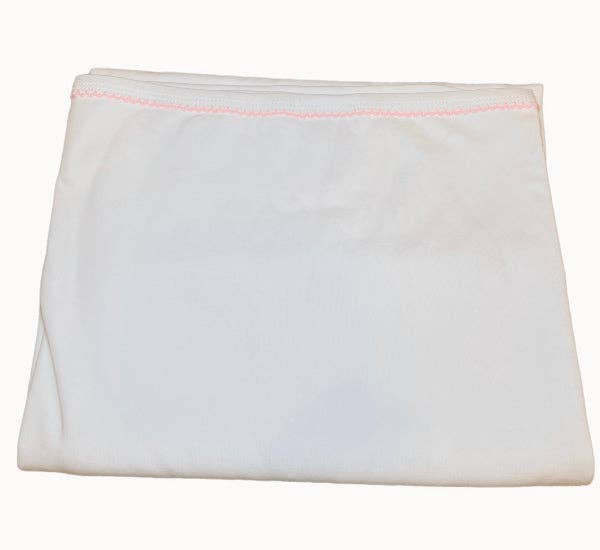 Blanket - Picot Trim: White with Pink trim