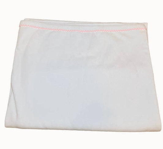 Blanket - Picot Trim: White with Pink trim