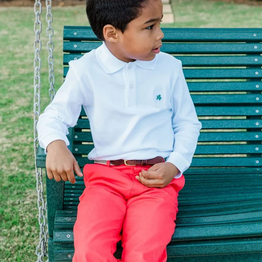 Harry Long Sleeve Polo- White