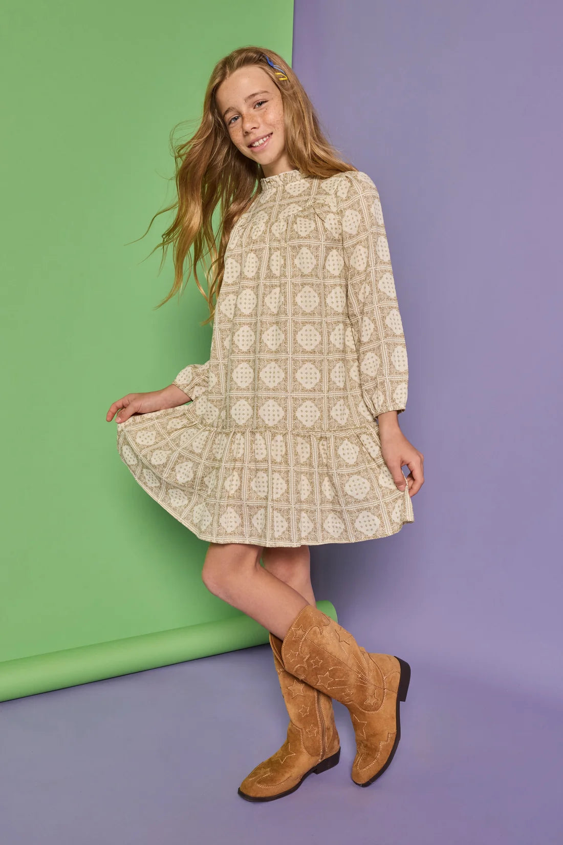 Jody Dress- Stone Patchwork