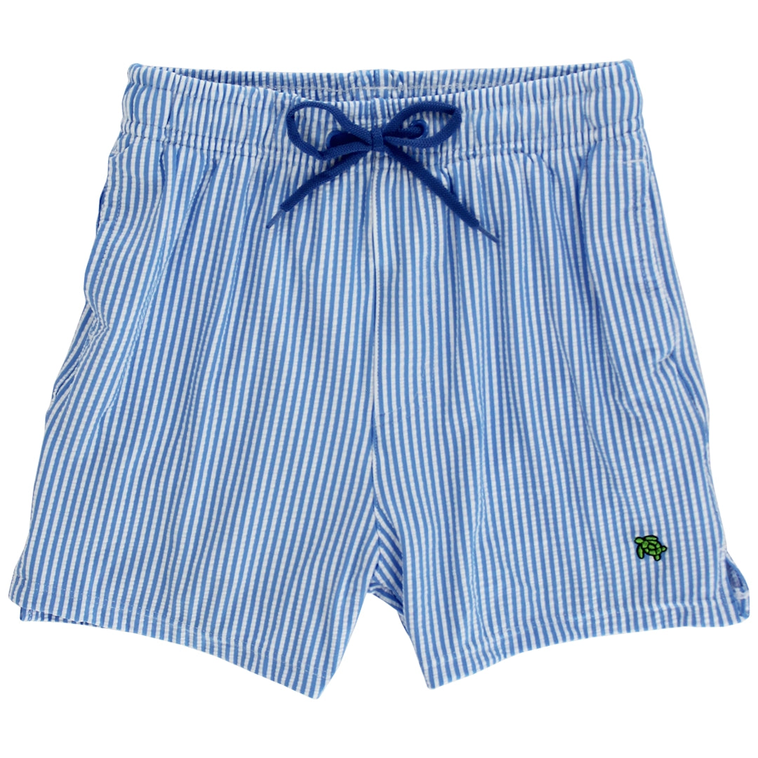 Board Short, Blue Stripe Seersucker