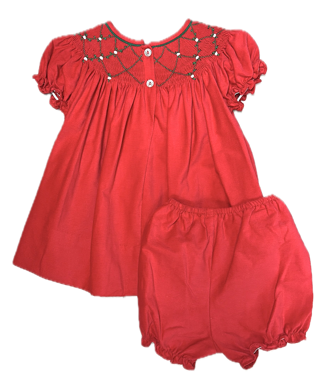 Red Corduroy Smocked Bishop Christmas Classic
