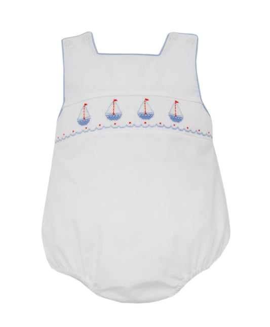 Sailboats Boy's White Poplin Bubble