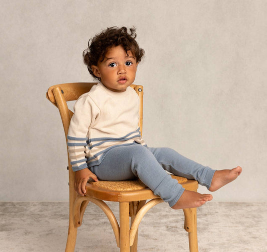 Raised Stripe Knit Set- Ecru