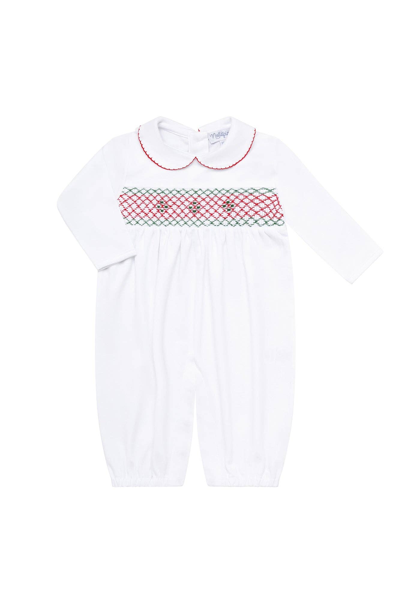 Christmas Smocked Long Sleeve Romper