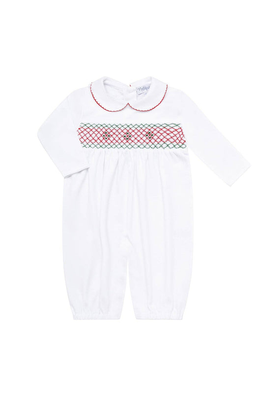 Christmas Smocked Long Sleeve Romper