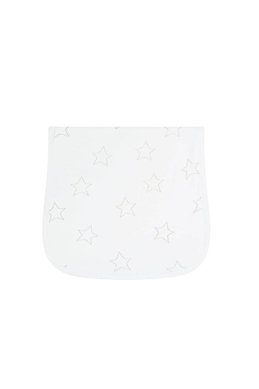Grey Stars Print Burp Cloth: Grey / One Size