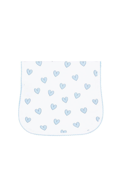 Blue Heart Print Burp Cloth: Blue / One Size
