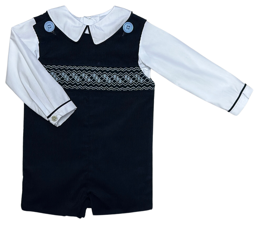 London Collection Hand Smocked Overall Set